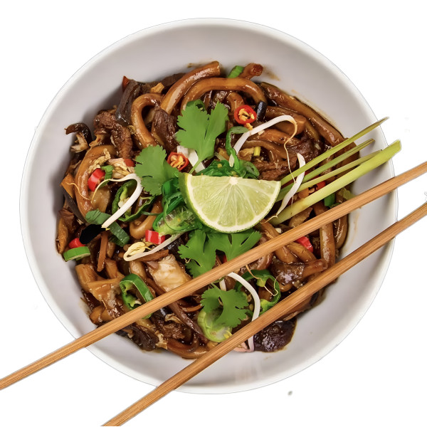 Makaron UDON z kaczką po pekińsku (marchewka,fasolka, papryka, cebula) 500g
