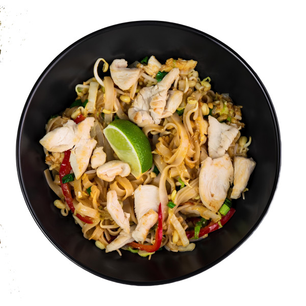 Makaron ryżowy Pad Thai  (Kurczak, marchewka, jajko, kiełki fasoli, cebula, orzechy ziemne) 500g